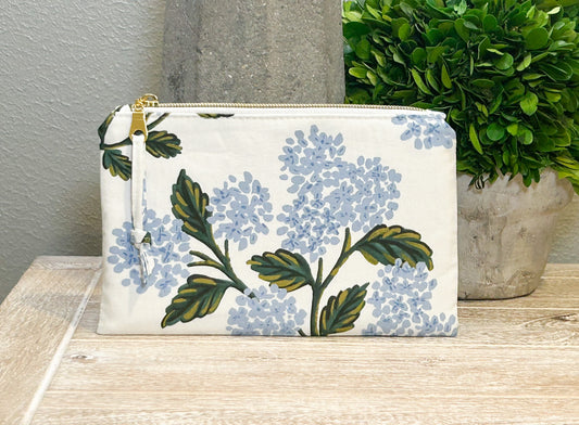 Blue Hydrangea Zipper Pouch